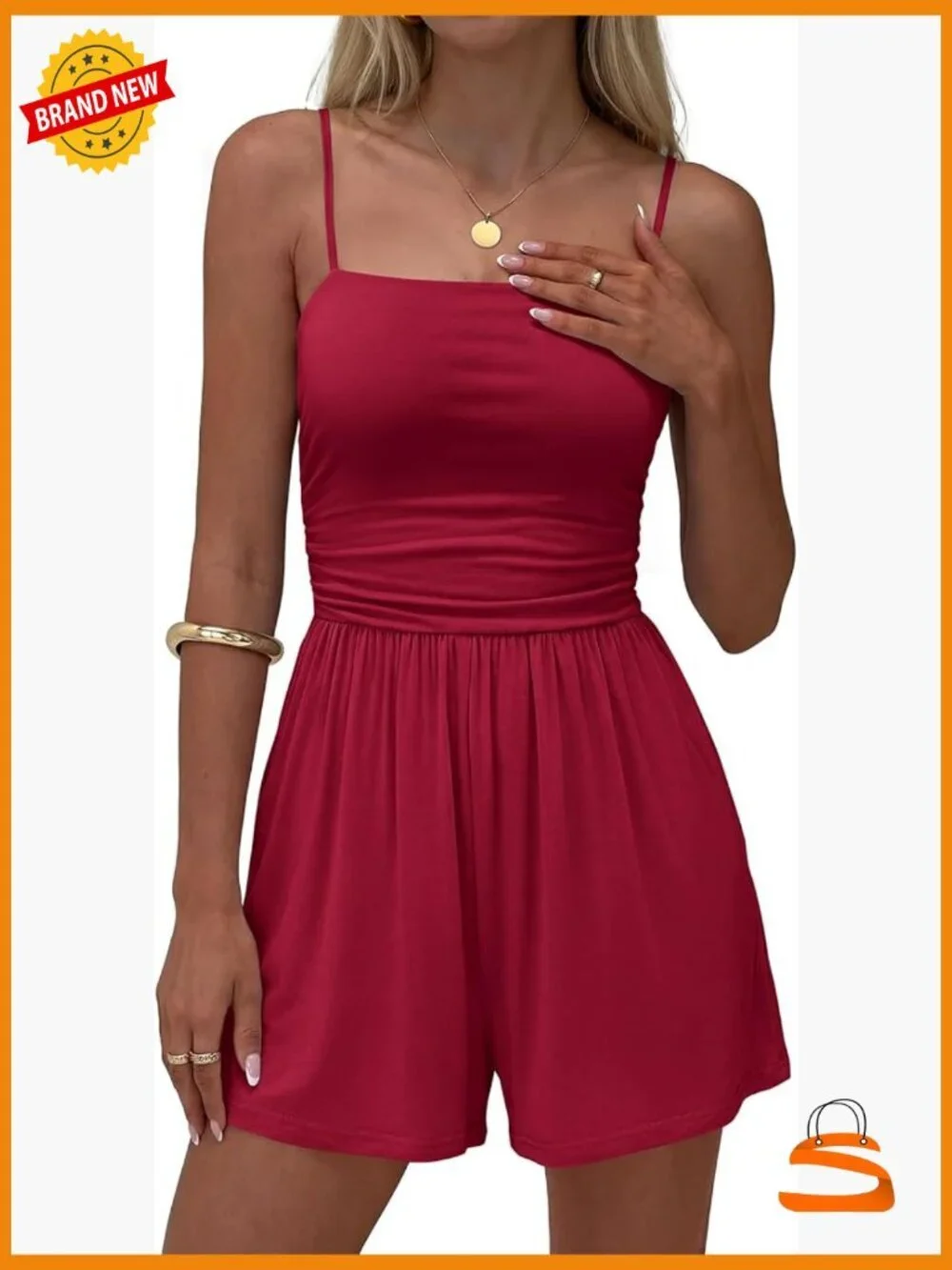 Casual One Piece Shorts Jumpsuit Spaghetti Strap Sleeveless Summer Romper